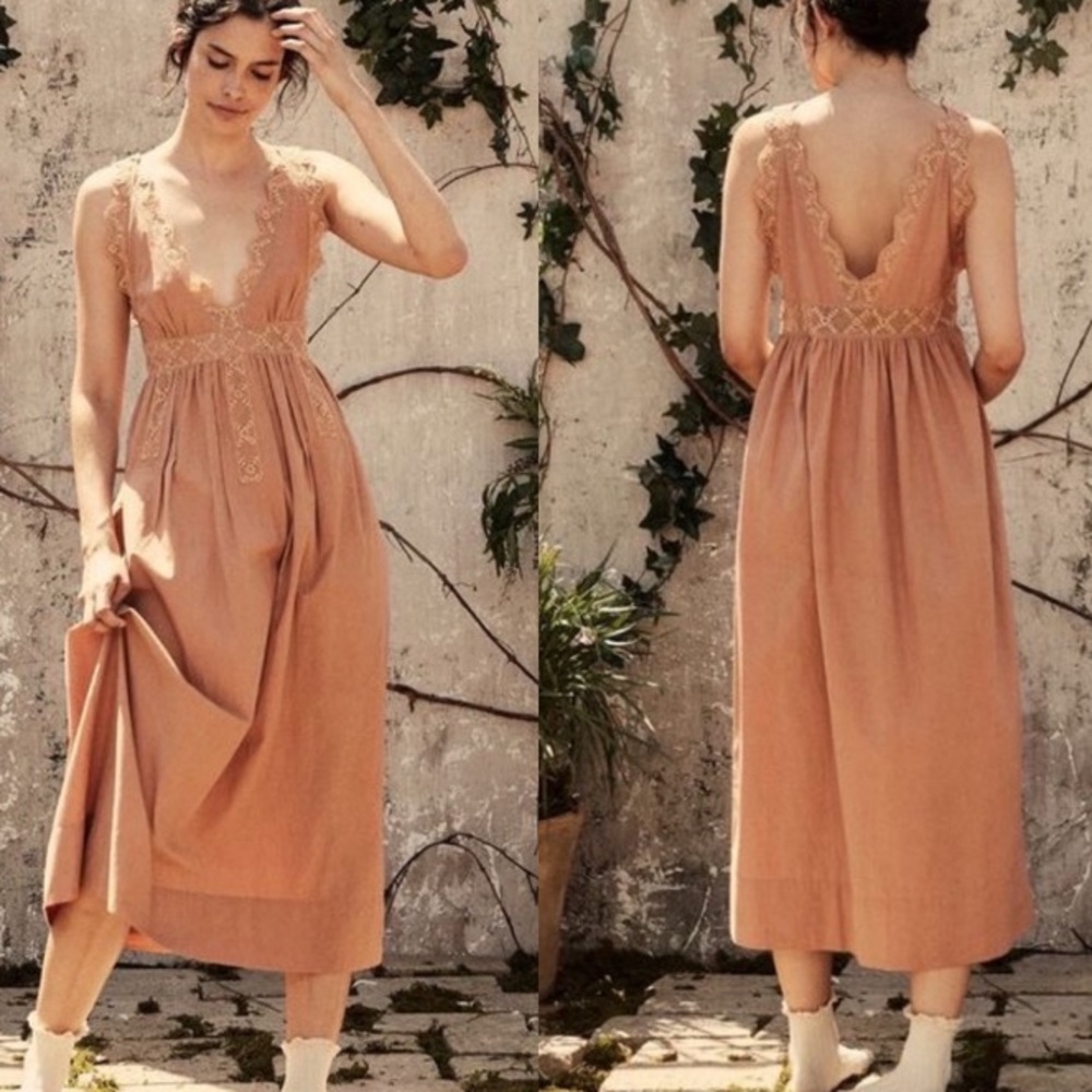 Doen Dusty Rose Lace-Trim Maxi Dress